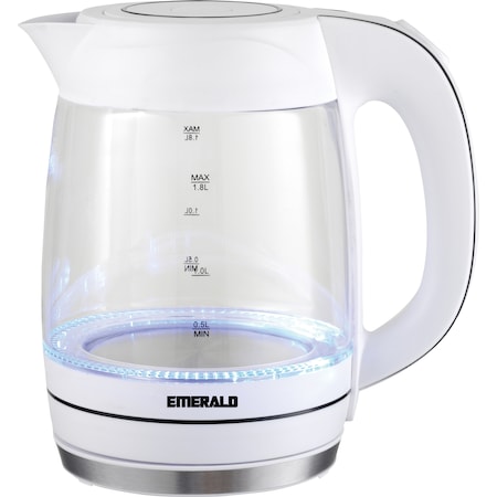Emerald 1.8 Liter Glass White Electric Kettle (1354)